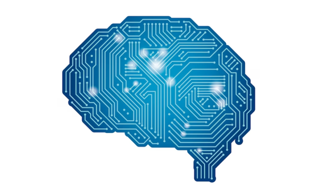 blue color brain with lines and bright white spots